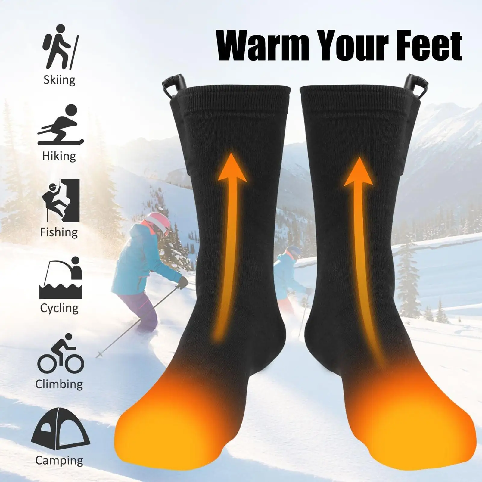 

USB Rechargeable Heated Socks Constant Temperature Fever Electric Heated Socks Thickened Sport Foot Warmer Electric Heating Sock