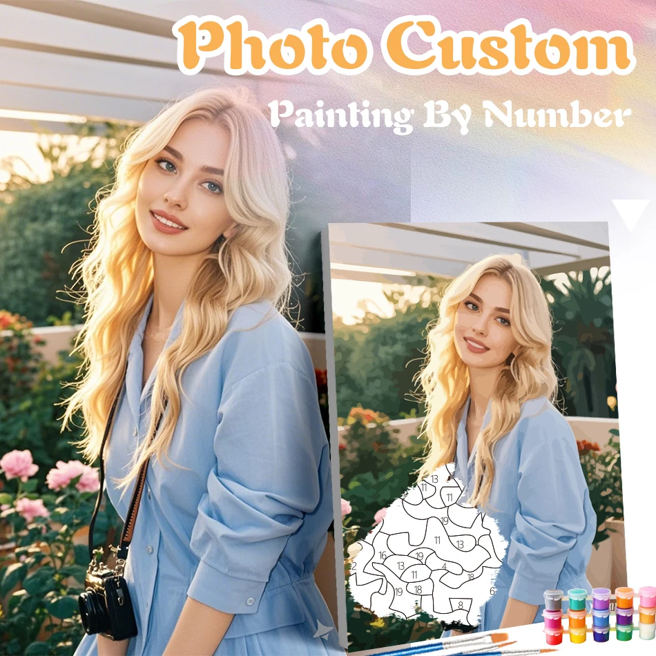 GATYZTORY Photo custom Painting By Numbers For Aduilt Kits Figure Acrylic Handpainted Art Paint By Numbers Home Wall Decor