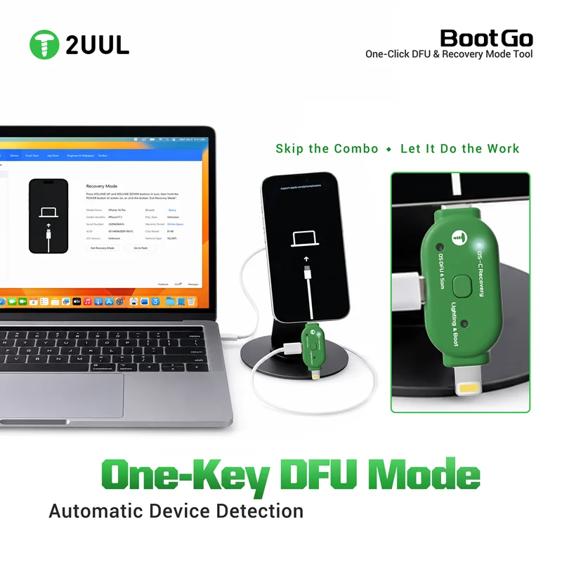 2UUL BootGo TG01 One-Click DFU Recovery Mode Tool 5V 2A Flashing Boot Adapter for iP Mobile Phone Repair Device