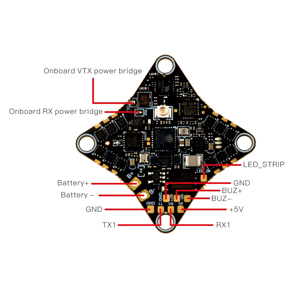 Happymodel CrazyG473 V1.0 AIO Controlador de vuelo 5 en 1 ELRS UART integrados y openvtx de 5,8G para 65 mm 1S Micro FPV Whoops
