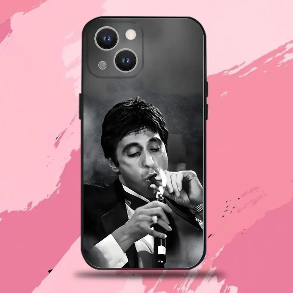 حافظة هاتف S-Scarfaces Tony M-Montana لهاتف iPhone 16,15,14,13,12,11 Plus,Pro Max,XS,X,XR,SE,Mini,8,7,غطاء أسود من السيليكون الناعم