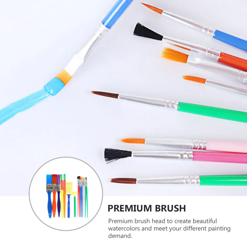 

15 Pcs Sponge Brush Kids Paint Art Drawing Pen Painting Kit Stick Watercolor Plastic Oil Child