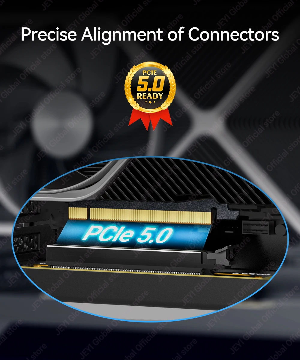 JEYI PCIe 5.0 X16 Riser-Kabel 128 Gbit/s GPU-Verlängerungskabel Goldfinger-Immersion Unterstützt PCIE 4.0/3.0 für RTX4090/5090 RX7900 XTX – Detail 8