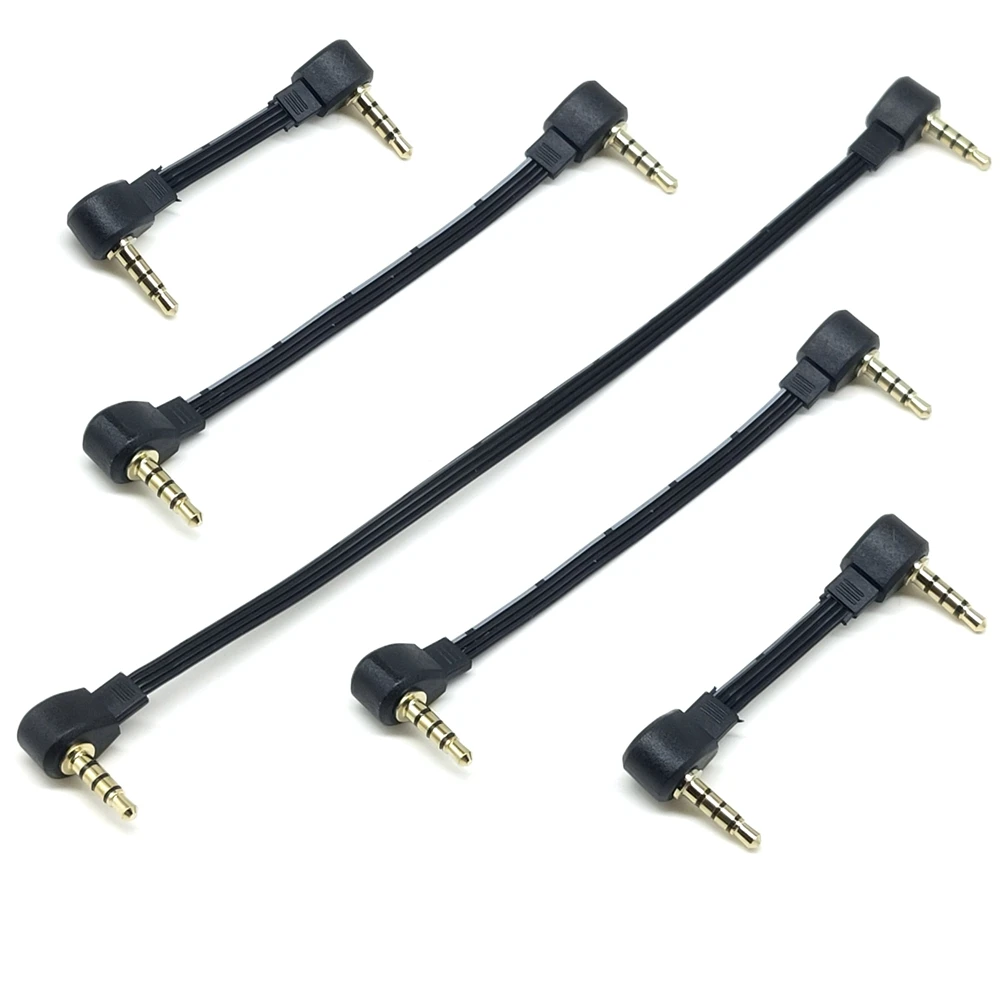 Cavo di connessione audio AUX a gomito audio montato su auto da 3.5mm maschio a maschio doppia spina auricolari piatti per computer cellulare 5CM-1M