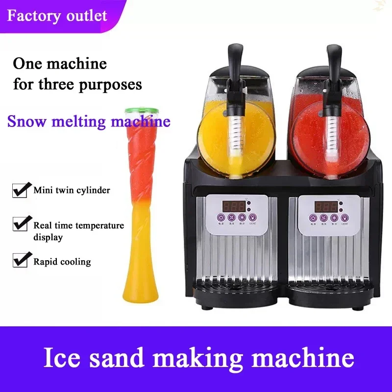 

Snow Melting Machine Double Cylinder Slush Machine 4L Cylinder Smoothie Pellet Automatic Shaved Ice Beverage Cold Drink Machine