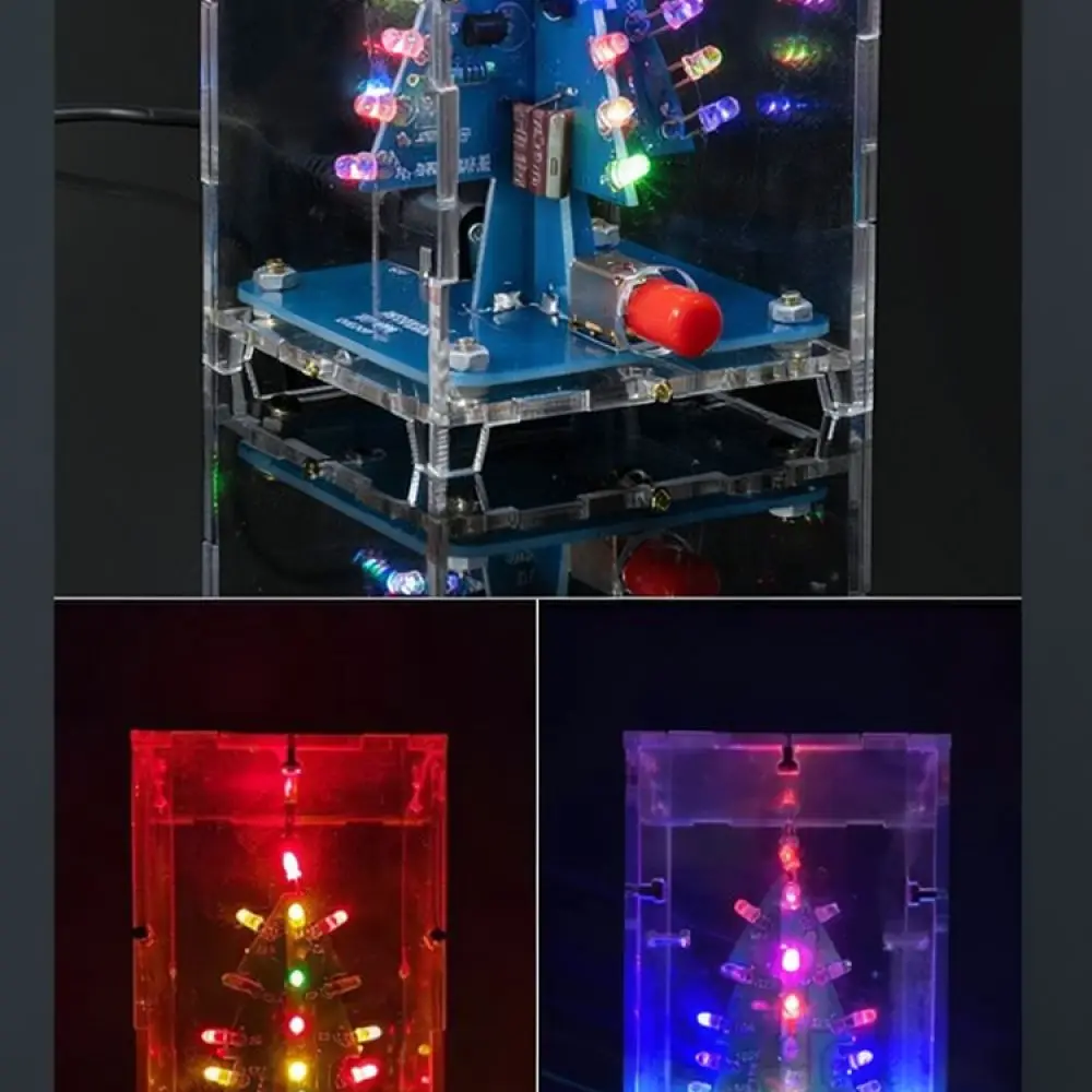 Colorful LED Christmas Tree DIY Electronic Soldering Kit Practice Set Desktop Decorative Light Hobbyist Project