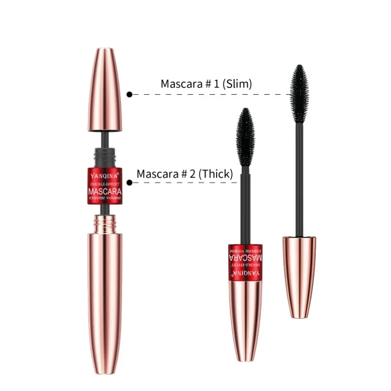 YANQhr-Mascara 2 en 1, maquillage pour les yeux, optique naturelle, mince, longue boucle, étanche, non écrasant