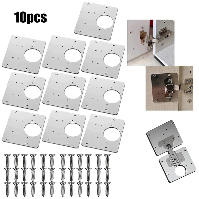 

10 Pcs Hinge Repair Plate For Cabinet Furniture Drawer Window Stainless Steel Table Plates Scharnier Door Hinger Accessories