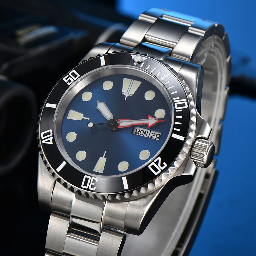 Модные новые мужские часы с механизмом NH35, 41 мм, супер светящийся циферблат, сапфировое стекло, светящийся календарь из нержавеющей стали