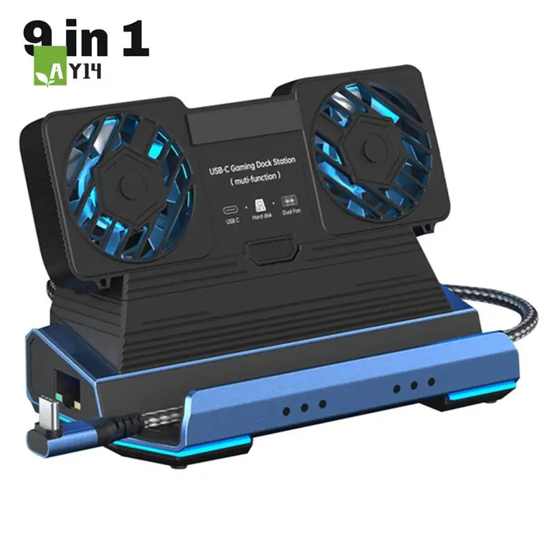 

AY14 -Docking Station Dual Cooling Fan 4K@60Hz PD100W Gigabit Ethernet For Steam Deck OLED & ROG X And Legion Go