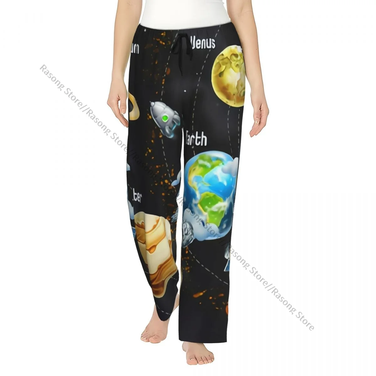 

Solar System Of Planets Milky Way Neptune VenusPajama Pants for Women Soft Sleep Pants with Elastic Waistband