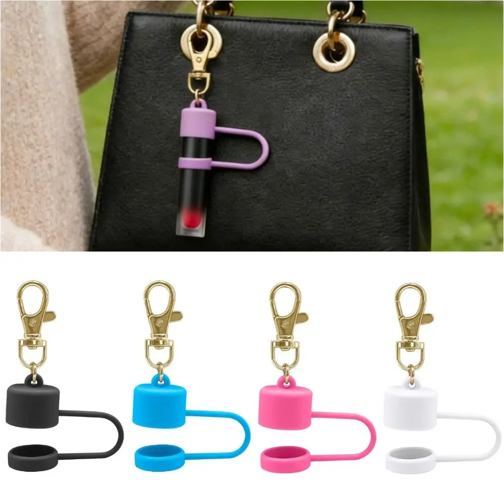 Non-Slip Silicone Lip Balm Holder Waterproof Design Clip-On Style Lipstick Storage Keychain Protective Cover Silicone Material