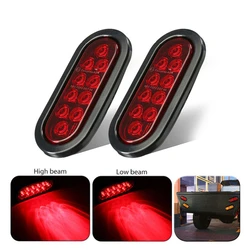 2Pcs 12V 10 LED Oval Trailer Lights Side Marker Lights Car External Lights Warning Tail Light Auto Trailer Truck Lorry Lamps Red