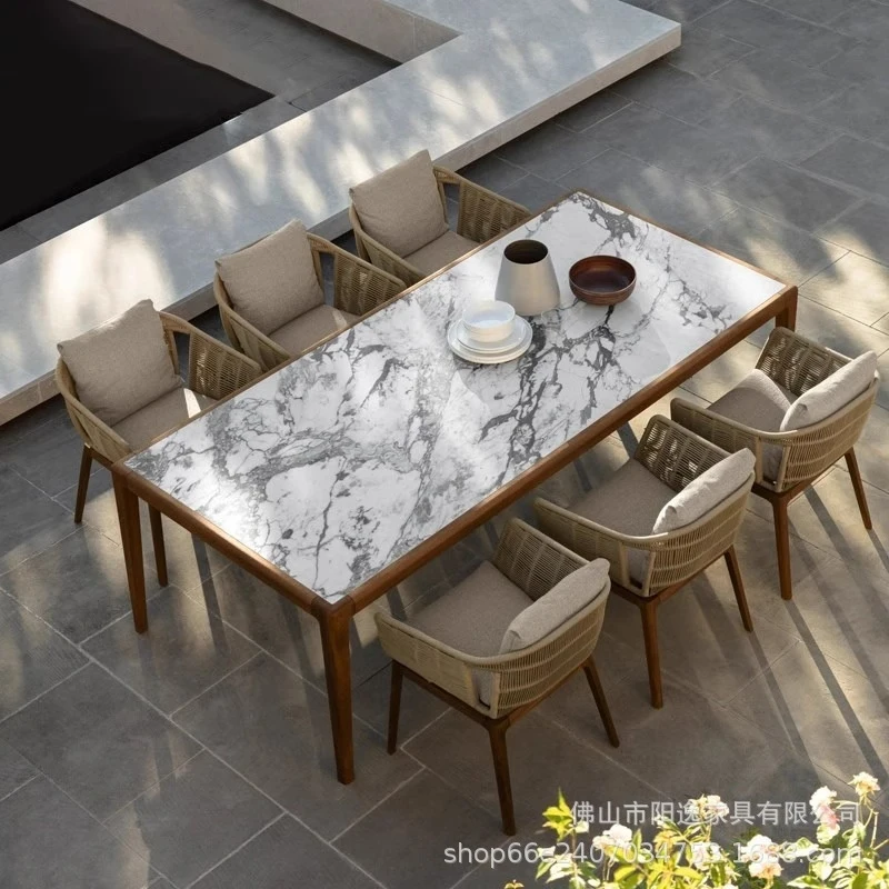 Outdoor Table And Chair Set，Dining Table Chair Set Outdoor Model Homes, Homestay , Slate Furniture, Teak And Rattan Chairs, Nord