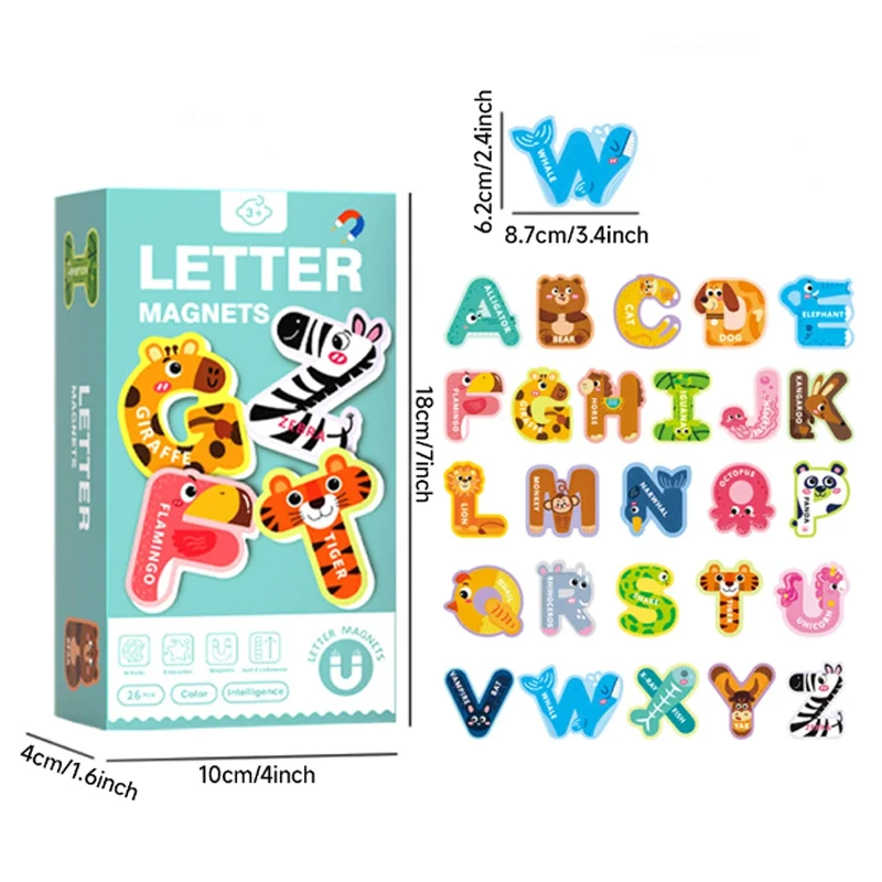 Large Letters Magnetic Marine Animals Alphabet Toys Uppercase ABC Cognitive Jigsaw Magnets Fridge Cute Refrigerator Kid Children