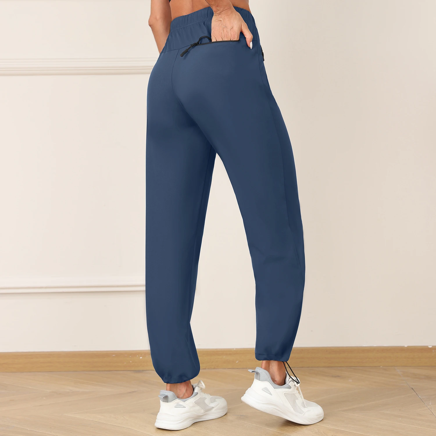 Women Pockets Fitness Sports Pants Women's Drawstring Loose Fitting Leggings Running Pants Casual Quick Drying Pants