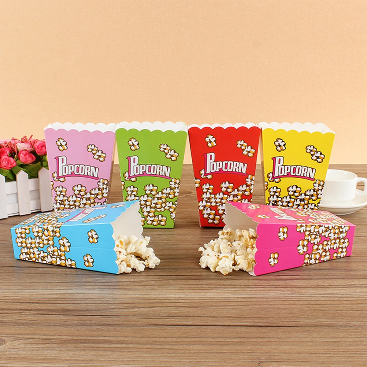 12pcs, Practical Party Paper Box, Popcorn Paper Box, Chicken Rice Flower Packaging Box