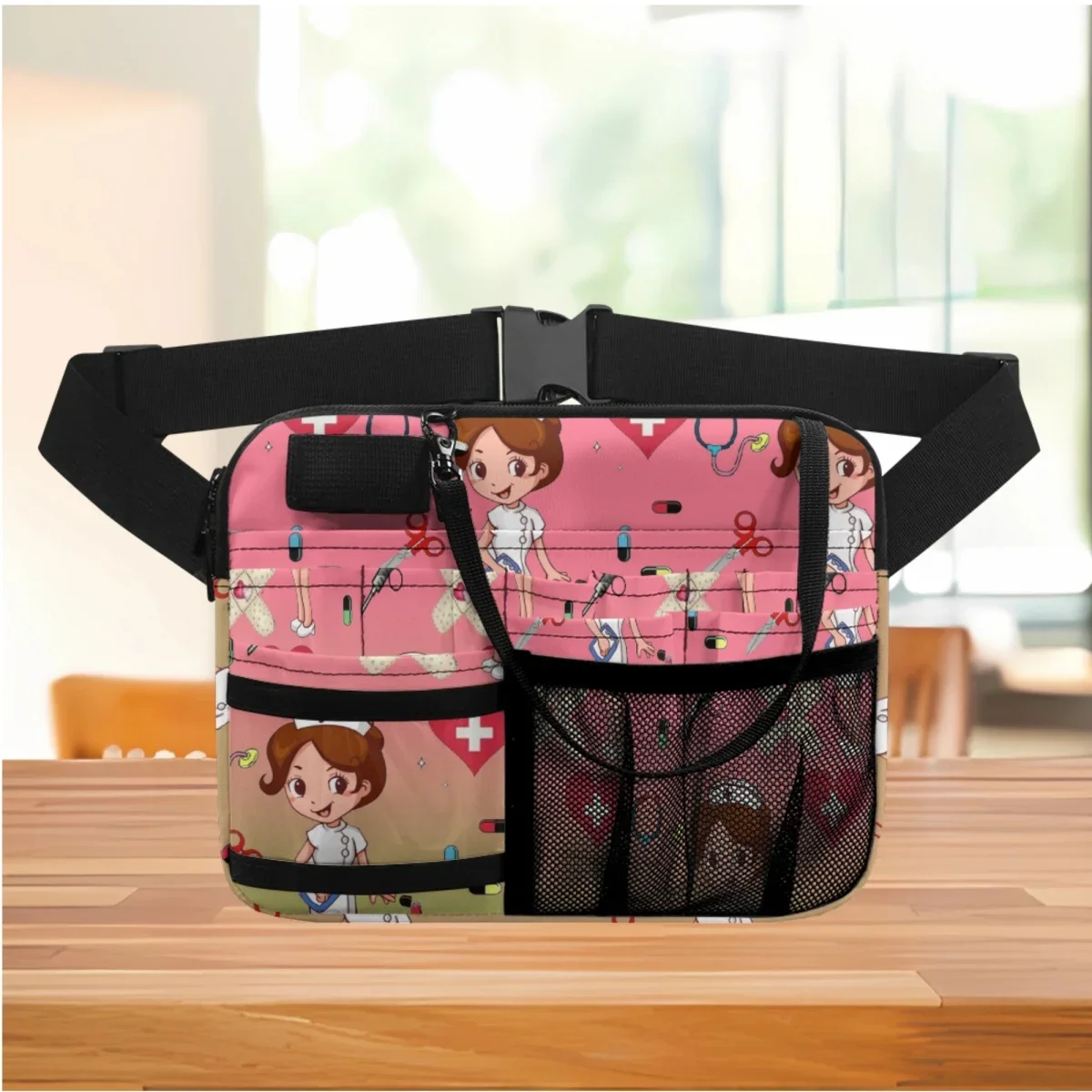 

Portable Adjustable Strap Waist Bag Gradient Cute Nursing Multi-compartment Practical Belt Bag Stethoscopes Emergency Supplies