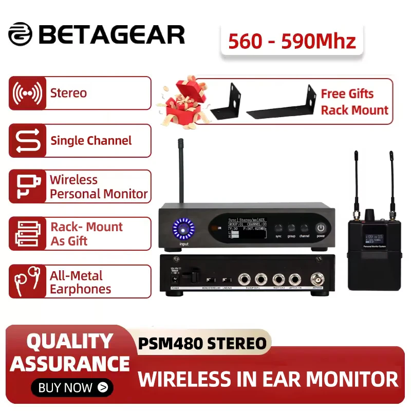 

Стерео-монитор Betagear PSM480 с креплением на стойку, профессиональная аудиосистема для сценического возврата, беспроводная система мониторинга для музыкантов