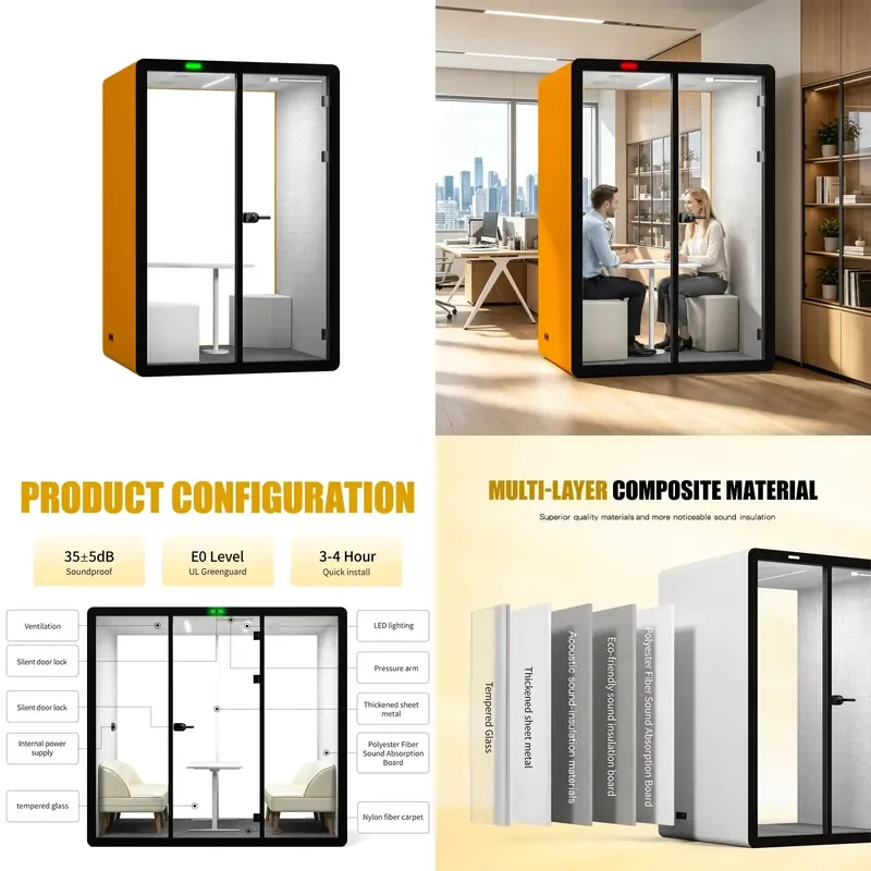 Soundproof Studio Cubicle for Mental Health Silent Room Acoustic Cabin Business Interview Privacy Booth for School Library