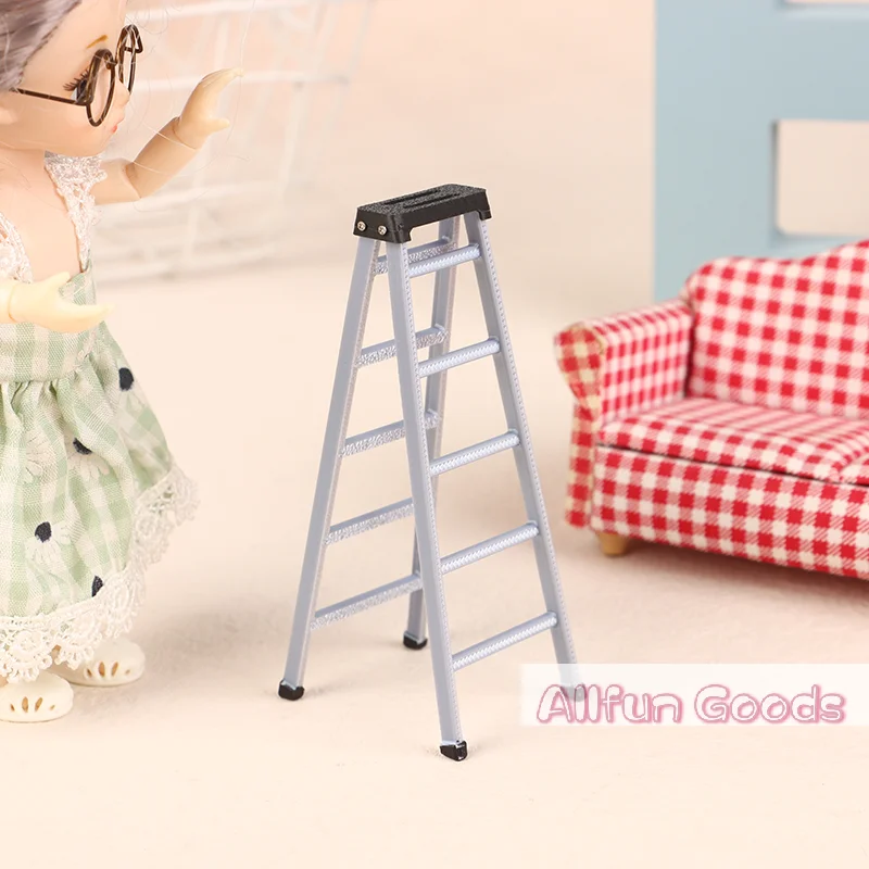 [TG835]1:12 Dollhouse Mini Plastic Ladder Model Dollhouse Furniture Ladder Decor Toy Accessories Micro Scene Construction Props