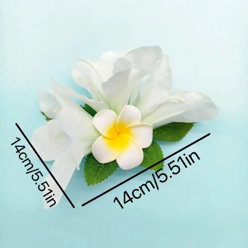 كبير ورود رأس البوهيمي أغطية الرأس محاكاة غطاء الرأس الزنبق دبوس الشعر هاواي الاستوائية إكسسوارات الشعر وصيفه الشرف زهرة الرأس