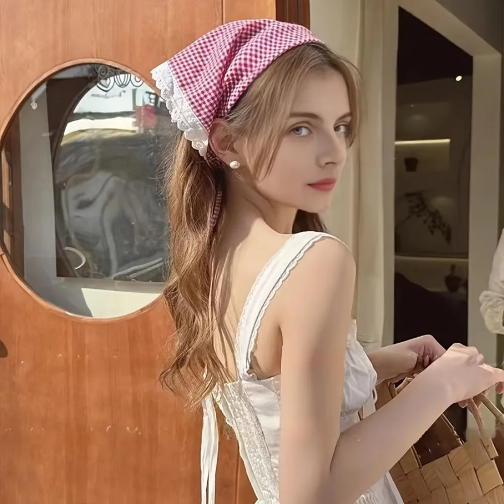 1 bandeau vintage avec dentelle, bandeau triangulaire pour femme, accessoires de cheveux chics pour une ambiance estivale, bandeau mignon et doux