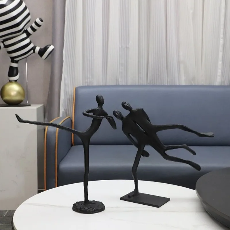 

A Set of Abstract Metal Figure Sculptures and Vintage Wrought Iron Sculptures for Home and Office Desktop Decoration