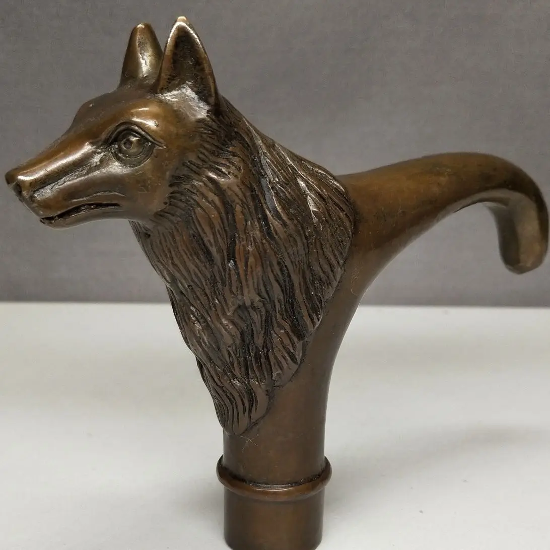 Wolf dog Walking Stick Head handle Statue