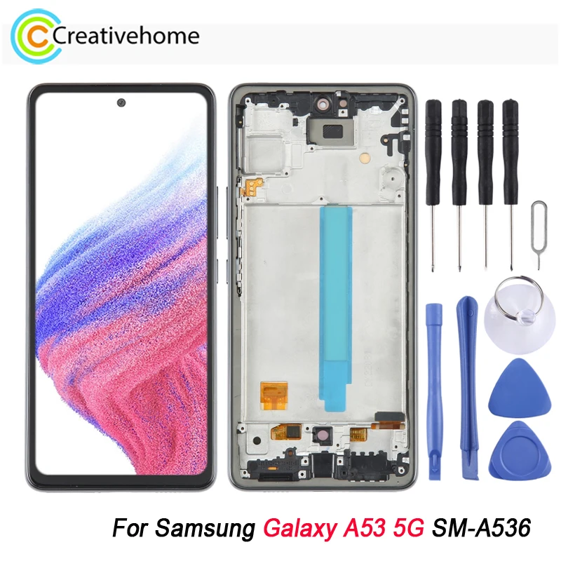 

OLED ЖК-экран для Samsung Galaxy A53 5G SM-A536, сенсорный экран с дигитайзером, полный комплект, ремонт, запасная часть с рамкой