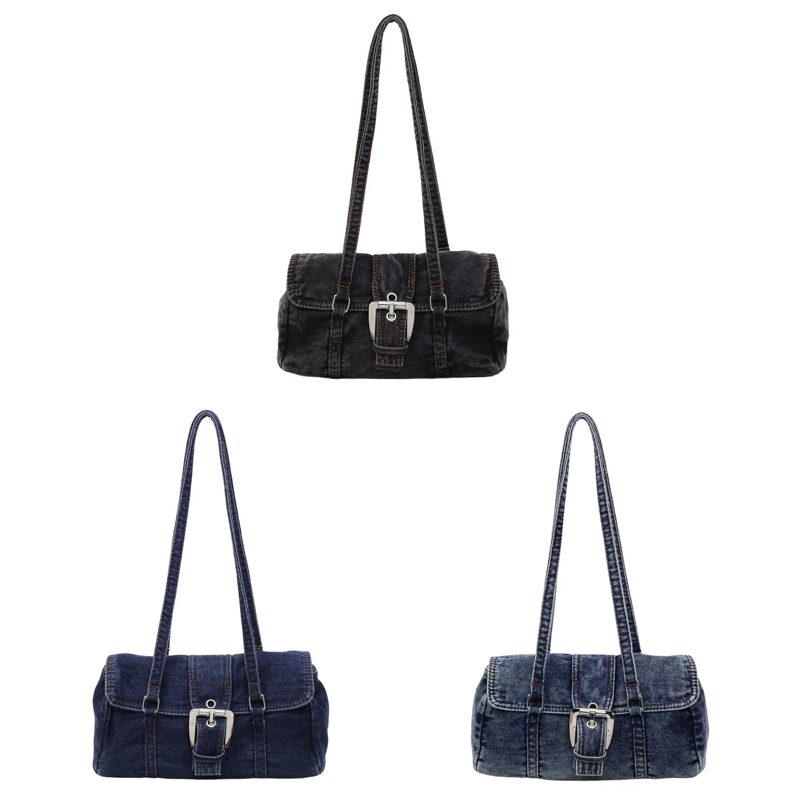 

Denim Square Shoulder Bags Solid Color Hobo Handbag with Top Handle Shoulder Handbags for Women Travel Shopping Daily Use