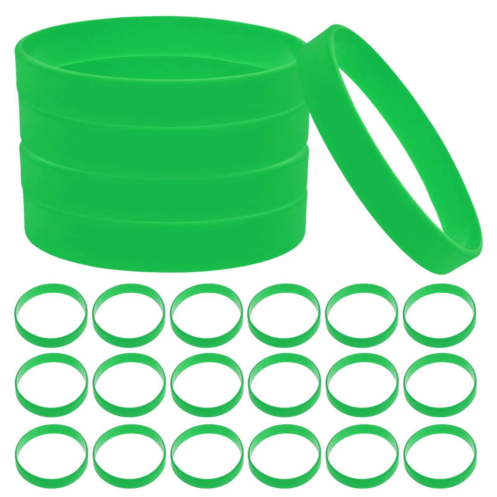 60pcs Plain Silicone Wristbands – Stretchy Elastic Bracelets for School, Sports, Party Favors & DIY (Green)