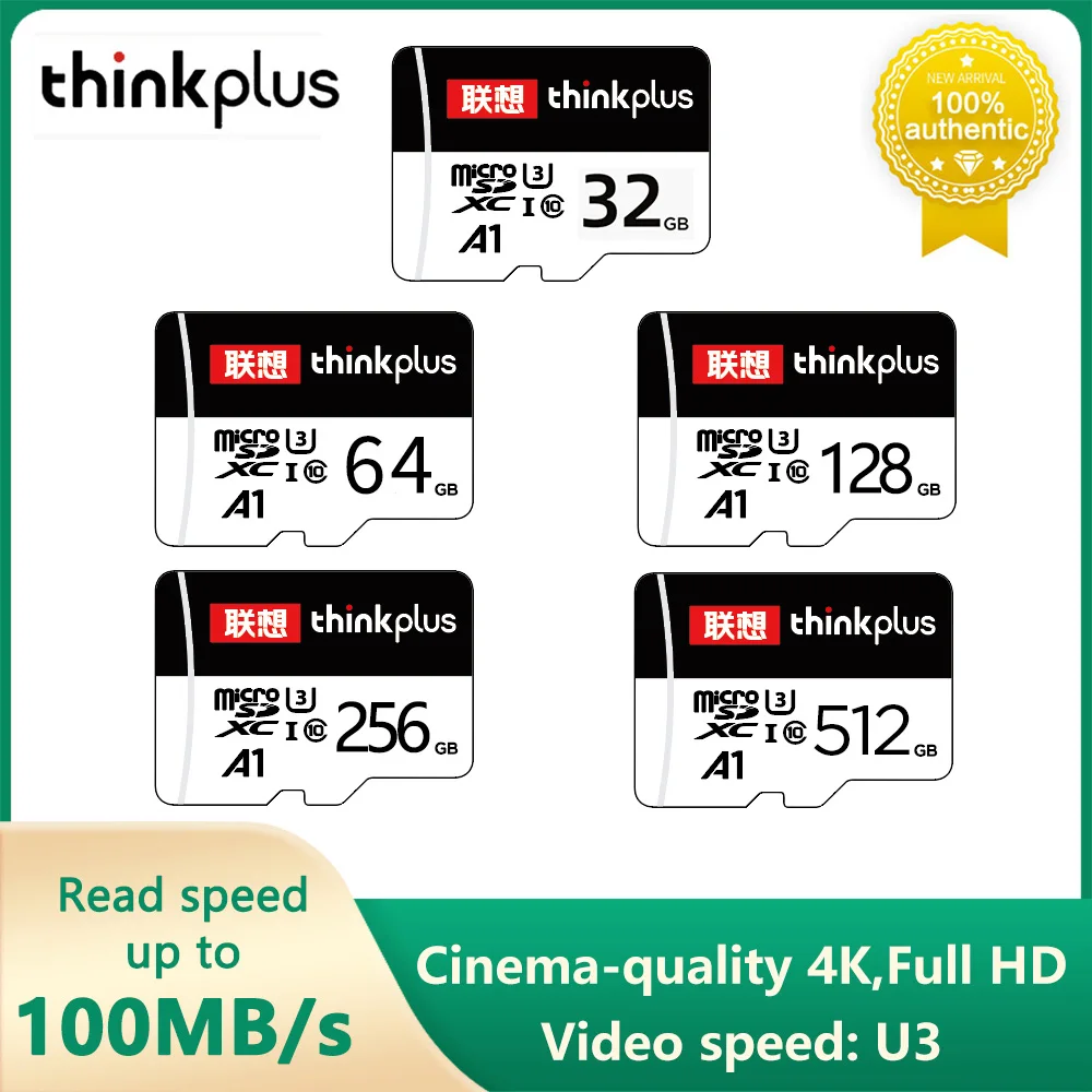 

Карта памяти Lenovo Thinkplus Micro SD A1 V30 U3 Class 10, 512 ГБ, 256 ГБ, 128 ГБ, 64 ГБ, 32 ГБ, TransFlash-карта для камеры, дрона