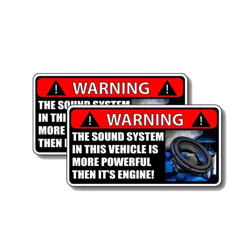 2 X The Sound System IN THIS VEHICLE IS MORE POWERFUL THEN IT'S ENGINE Car Sticker PVC  Decoration Accessories Decals 13*6cm