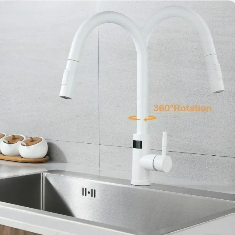 

Smart Digital Kitchen Faucet with Pull down Sprayer Hot Cold Mixer Tap Touch Sensor Modern Bathroom Sink Faucet with Filtration