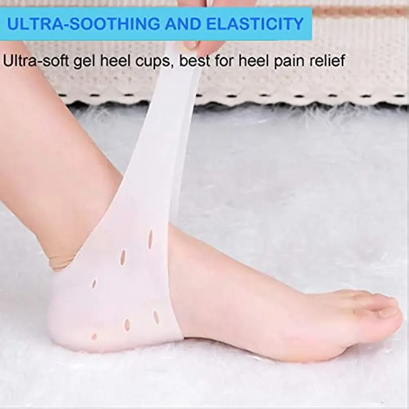 Protezione del tallone Cura del piede Solette Gel Coppe del tallone in silicone Speroni Fascite plantare screpolate Cuscinetti per tallone in gel Calzini per la cura dei piedi