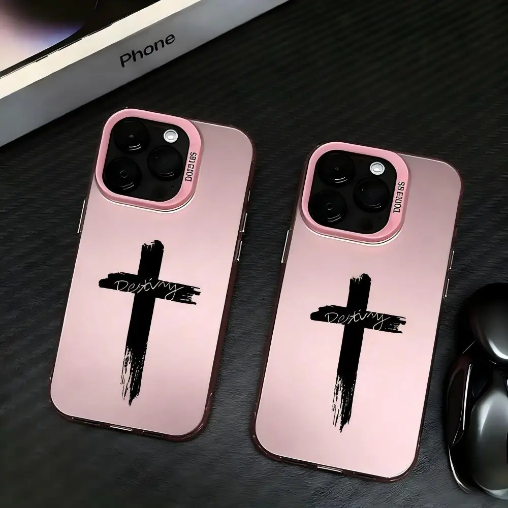 Fashion Black Cross Phone Case for Samsung Galaxy S26 S25 S24 S23 S22 S21 S20 Note20 FE Ultra Edge Plus 5G Anti Fall Matte Cover