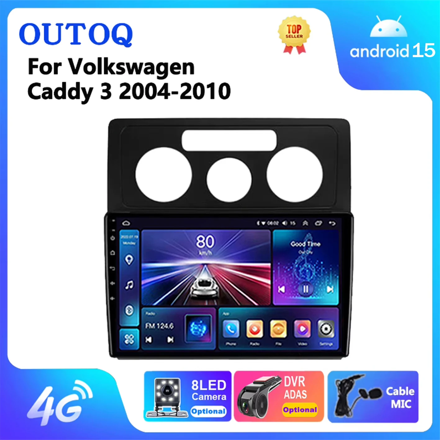 Android 15 para Volkswagen Caddy 2004 - 2010 unidad principal Radio de coche reproductor de vídeo Multimedia navegación estéreo GPS 2Din DVD Carplay