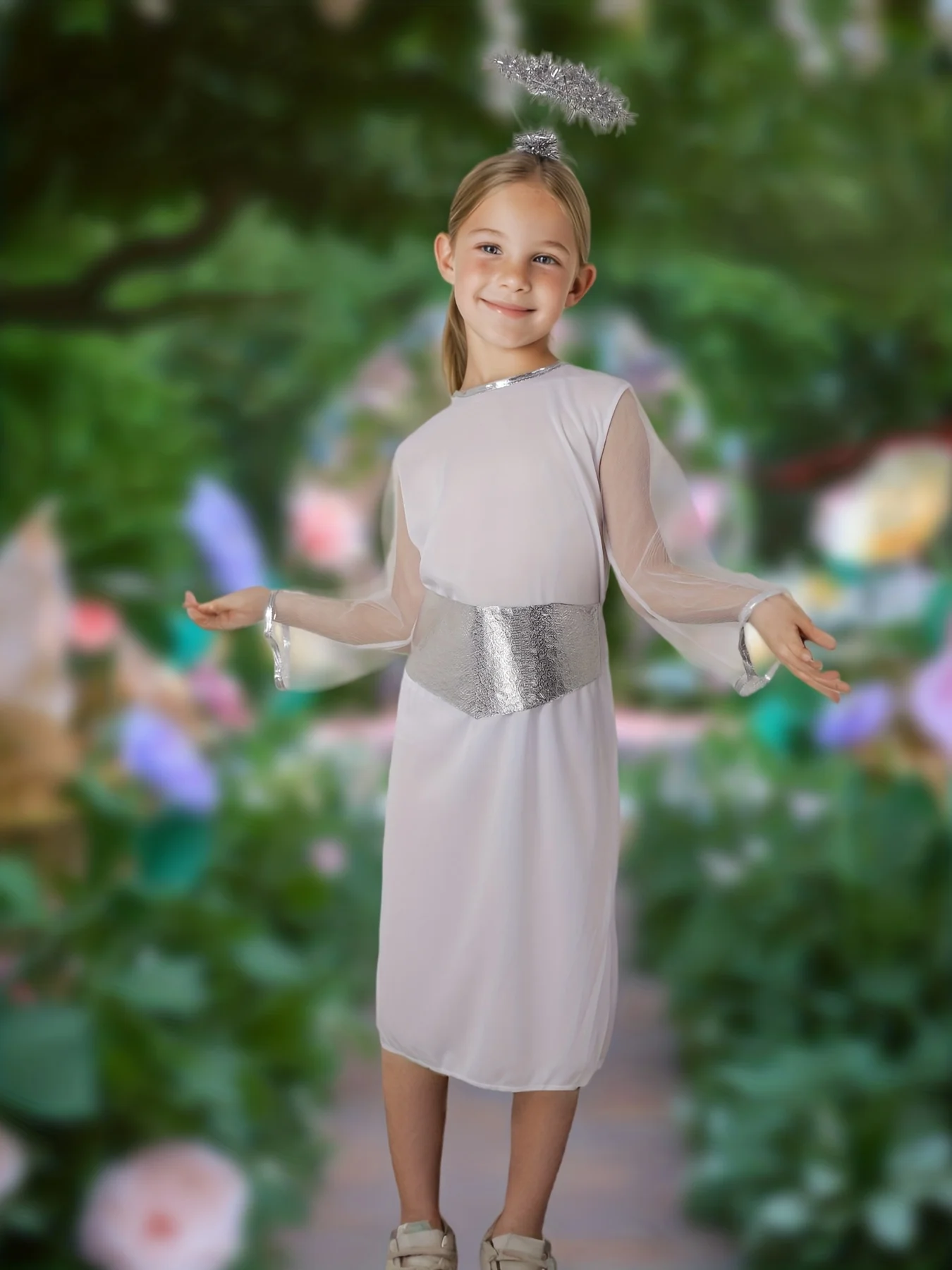 Elegant White Angel Costume for Girl Halloween Carnival Party Costume Dress Up Costume Christmas Stage Performance Costume