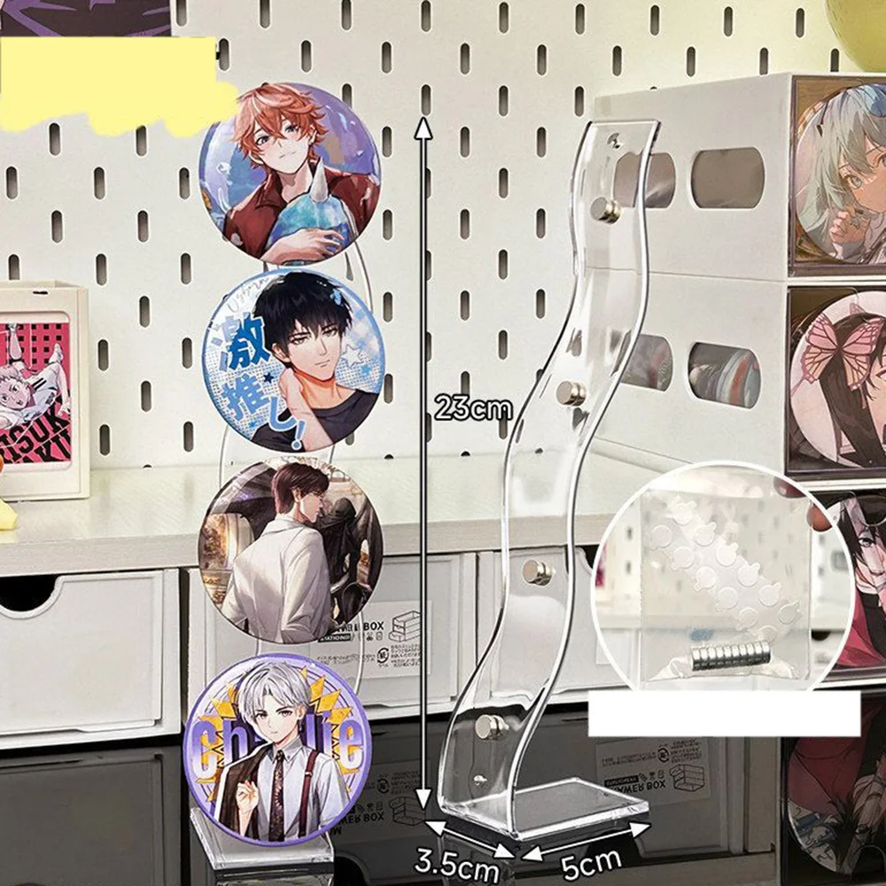 Transparent Magnetic Wave Acrylic Stand Creative Badge Photo Display Frame Minimalist Stylish Desktop Tabletop Decor Ornament