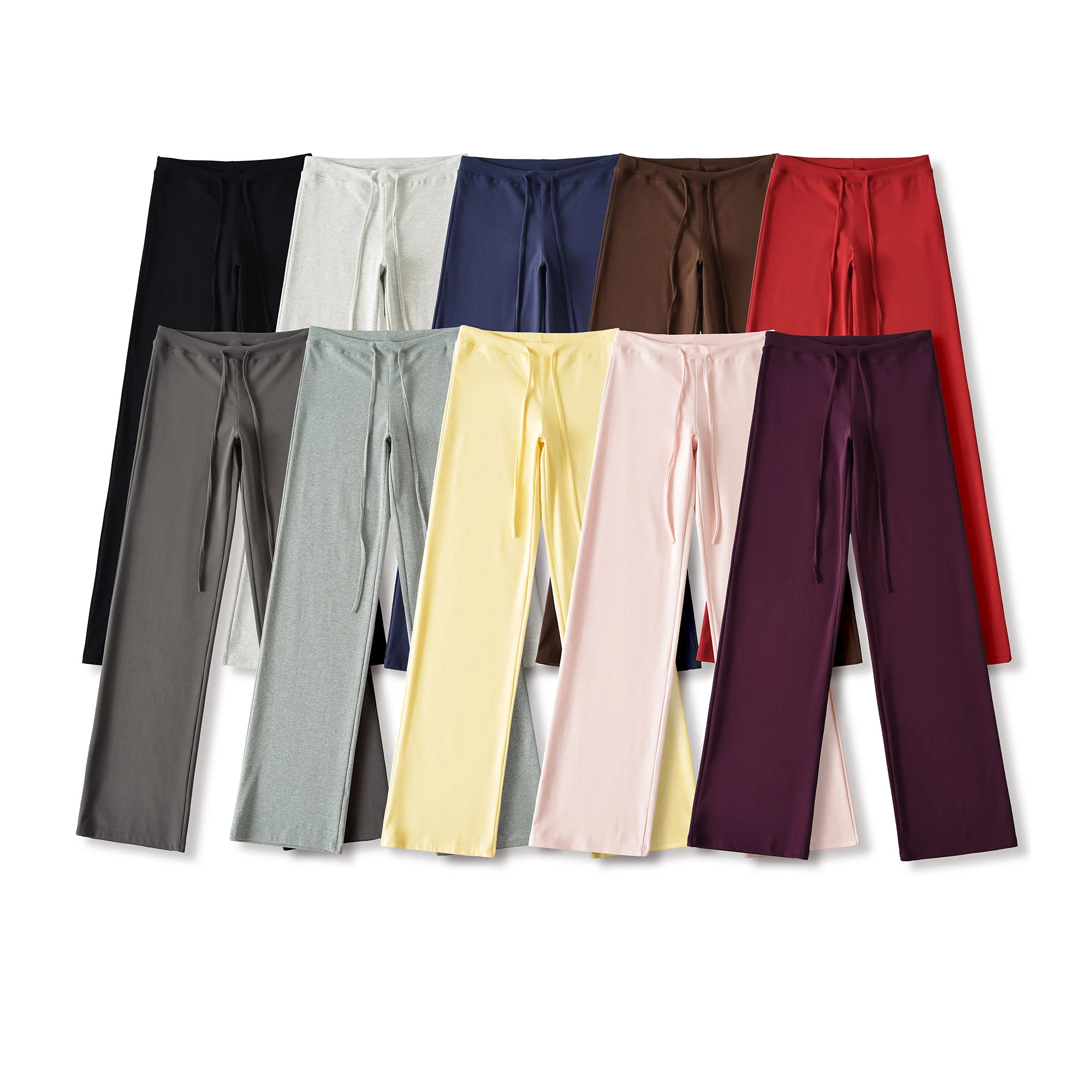 2025 Elastic Drawstring Waist Sports Pants Women Loose Wide Leg Straight Long Trousers Women Joggers Streetwear Sweats Pants