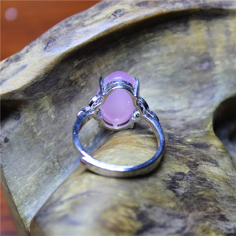 Liemjee Personality Fashion Jewelry Pink Purple Agate Double Love Silver Plated Ring For Women Feature Concise Namour Charm Gift