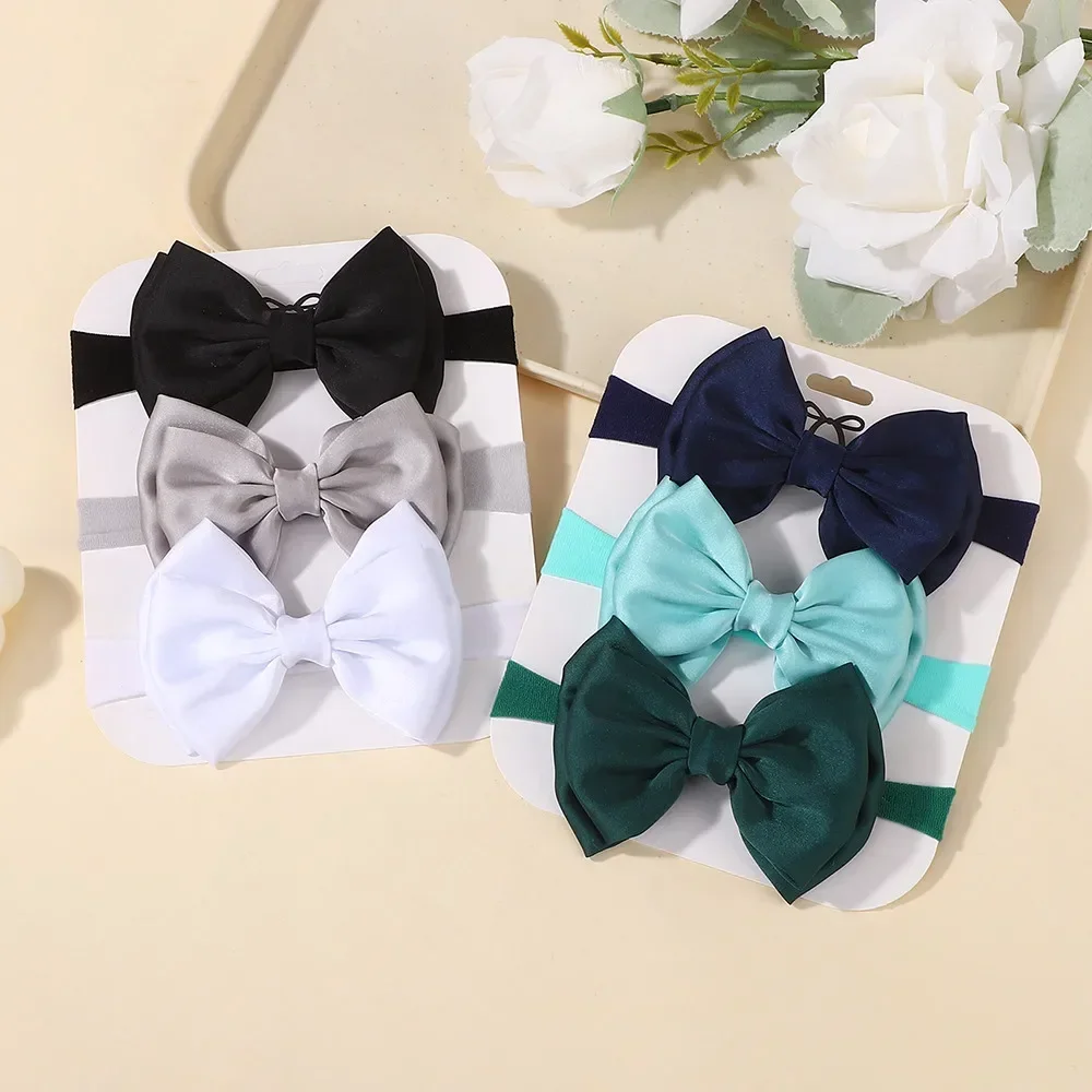 3 stuks baby strik hoofdband effen kleur zachte elastische haarband baby hoofddeksels schattige baby haaraccessoires