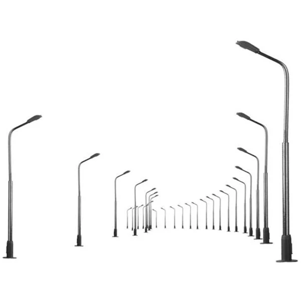 20Pcs Model Railway 10cm Lamp Post Street Lights HO Scale 1:87 LED 3V Resistors LQS08 Single Head-Bright White