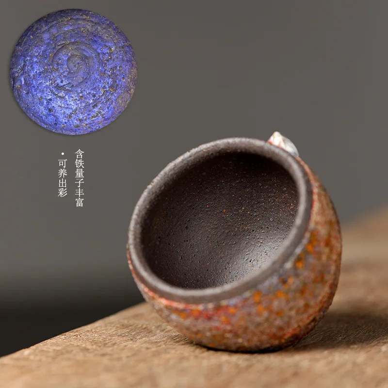 Mutaoyu Handmade Lotus Host Gaoyue Ceramic Tea Tasting Cup, Japanese Old Rock Clay Personal Cup