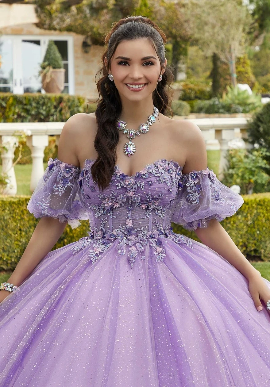 Tule Floral Princesa Quinceanera Vestidos, Vestido de baile, Querida Tule, Doce 16 Vestidos, 15 Anos, Mexicano