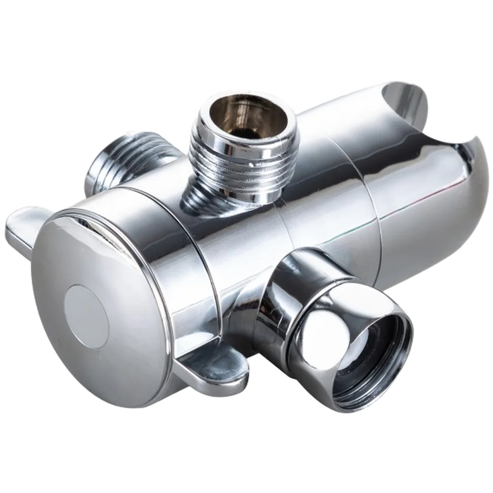 1pc Silver Black Three Way Shower Diverter Valve With Socket ABS Water Flow Splitter Bathroom Faucet Water Diverter For Shower