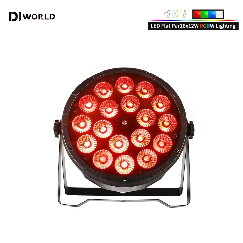 18x12w LED Par Light RGBW 4 in 1 Flat Par Light DMX512 attrezzatura professionale per l'illuminazione del palcoscenico per discoteca Party Bar Dj Flat Light