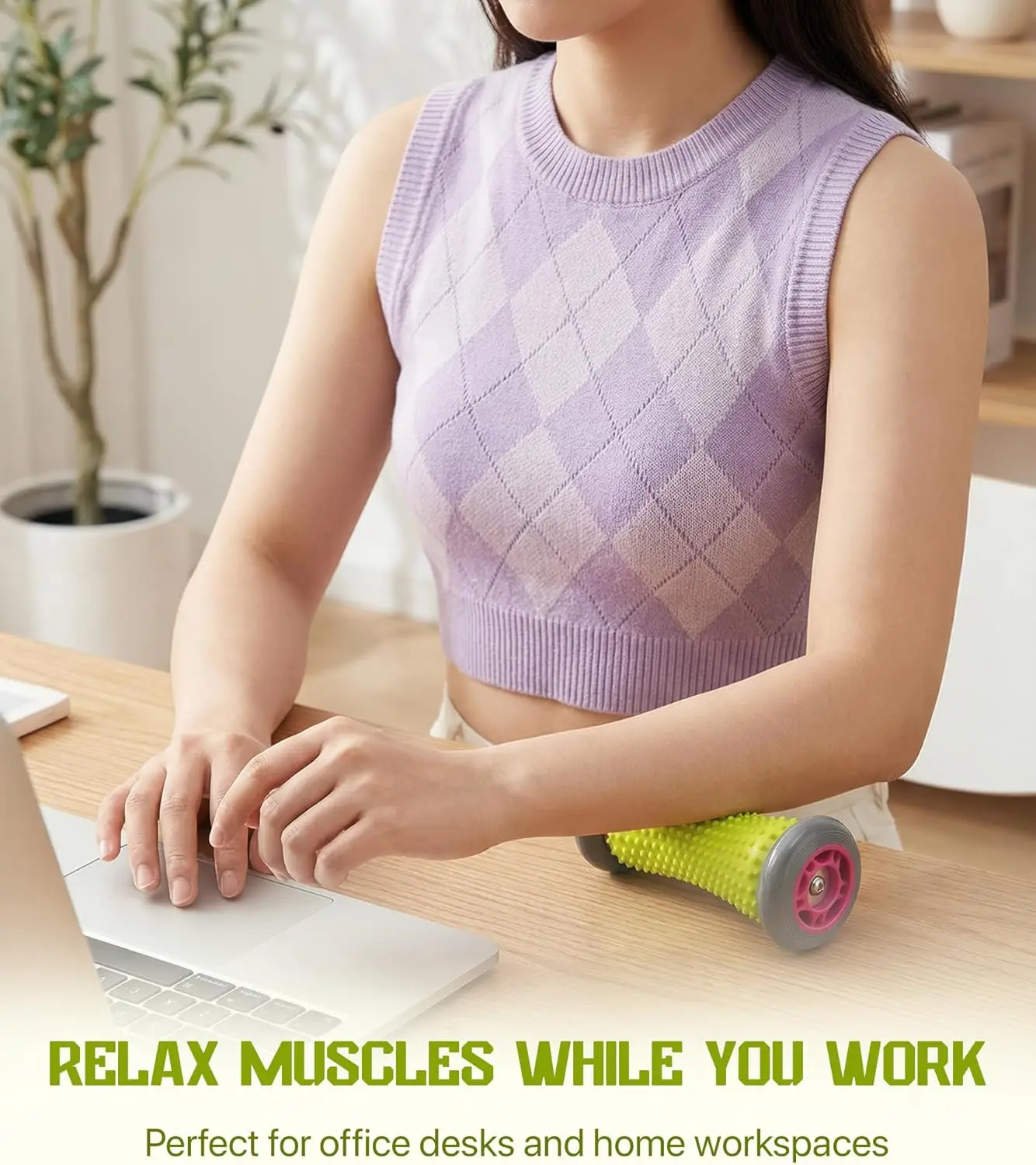 Spiked Foot Roller Massager, Relieve Plantar Fasciitis & Muscle Tension