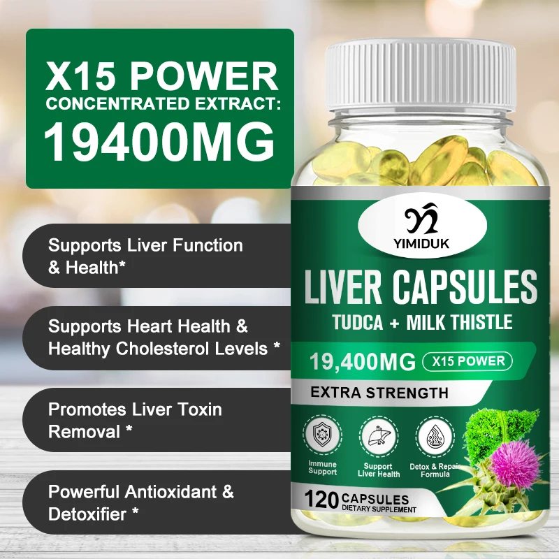 Liver Capsules Tudca + Milk Thistle Liver Detox and Cleanse for Health Promotes Liver Toxinremoval Antioxidant & Detoxifier